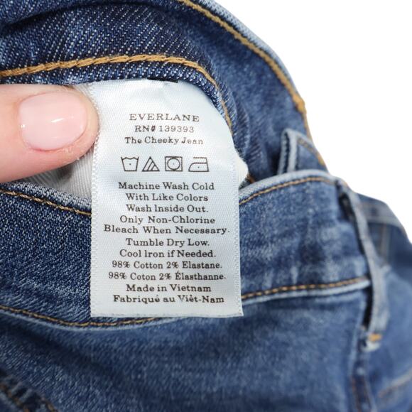 Everlane The Original Cheeky Jean Straight Leg Indigo Blue Wash Size 25 Crop - Picture 5 of 6